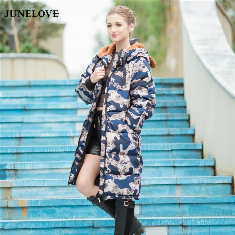 JuneLove 2019 зимнее пальто с подкладкой Женская длинная парка куртка длинным рукавом