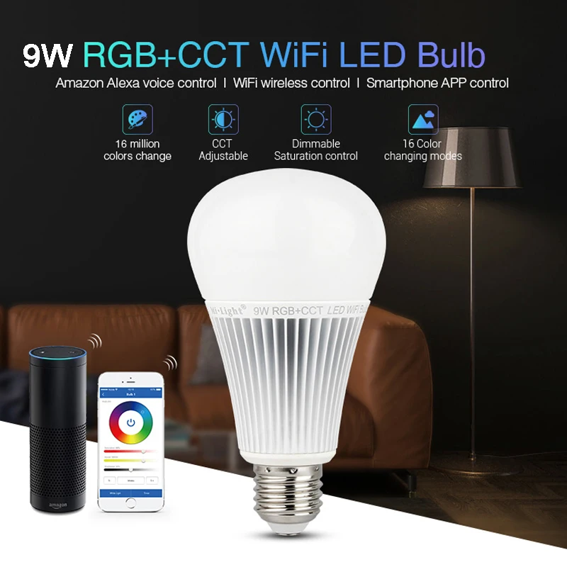Miboxer YB1 2 4G 9W RGB + CCT Wifi Светодиодная лампа Беспроводная 2700K 6500K с регулируемой