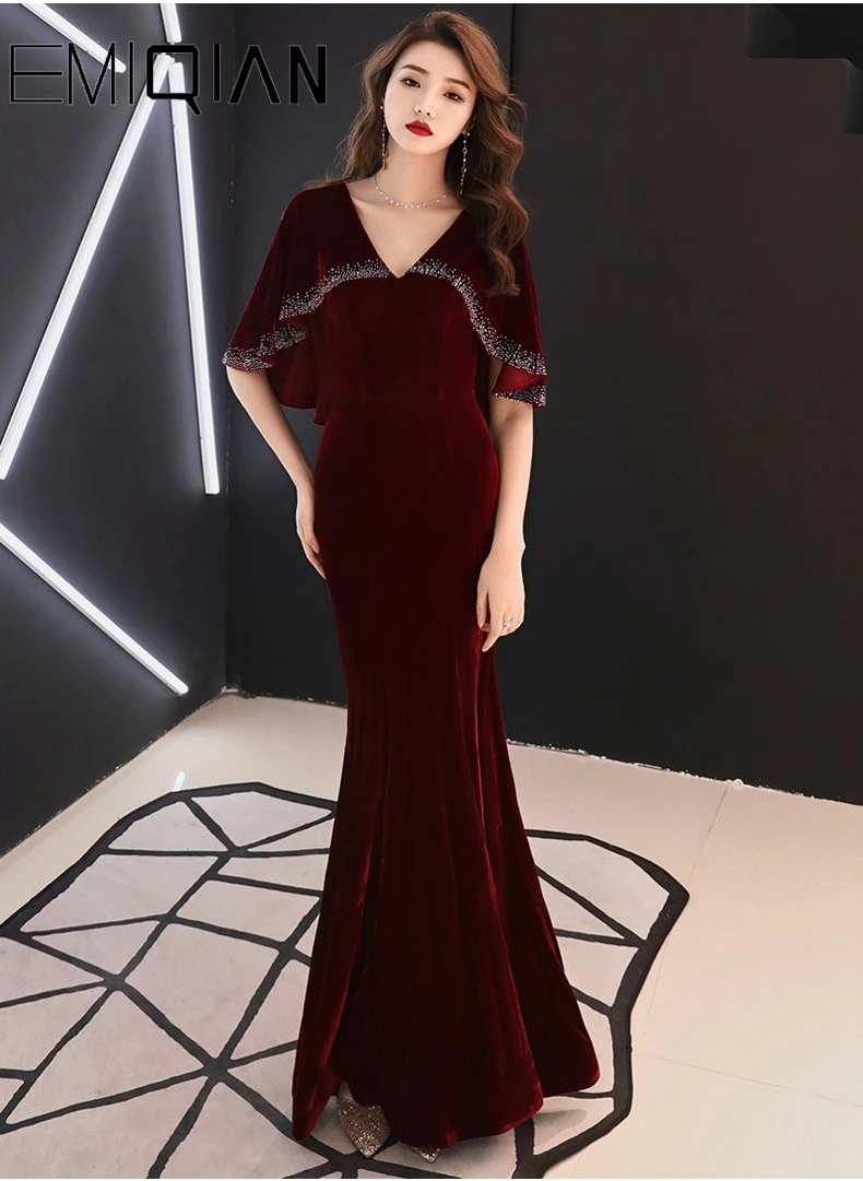 2019 NEW Cap Sleeve Burgundy Velvet Long Formal Evening Dress V Neck Mermaid Party Banquet Evening Prom Dresses
2019 NEW Cap Sleeve Burgundy Velvet Long Formal Evening Dress V Neck Mermaid Party Banquet Evening Prom Dresses