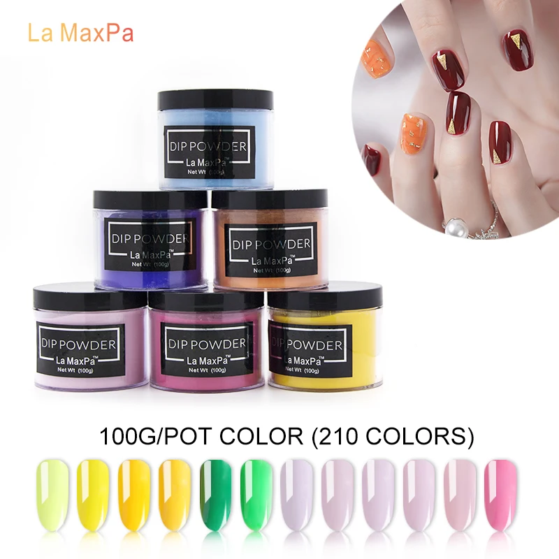 Порошок для ногтей LaMaxPa 100 г 210 цветов без лампы блестящий гель натуральный сухой