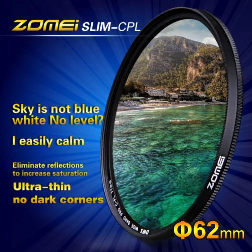 

Original ZOMEI 62mm Ultra Slim Optical Glass PRO Digital CPL PL-CIR Circular Polarizing Polarizer Camera Lens Filters 62 mm