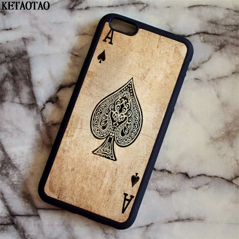 KETAOTAO Ace of Spades poker чехлы для телефонов iPhone 4S 5C 5S 6 6S 7 8 Plus X Samsung S5 Чехол Мягкий ТПУ