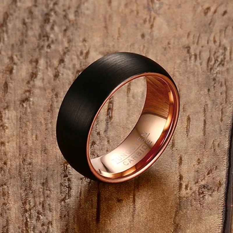 Drop Shipping 8mm Men's Black & Rose Gold Dome Color Ring Hot Sale in Europe US Brazil Unisex Tungsten Wedding Band
Drop Shipping 8mm Men's Black & Rose Gold Dome Color Ring Hot Sale in Europe US Brazil Unisex Tungsten Wedding Band
