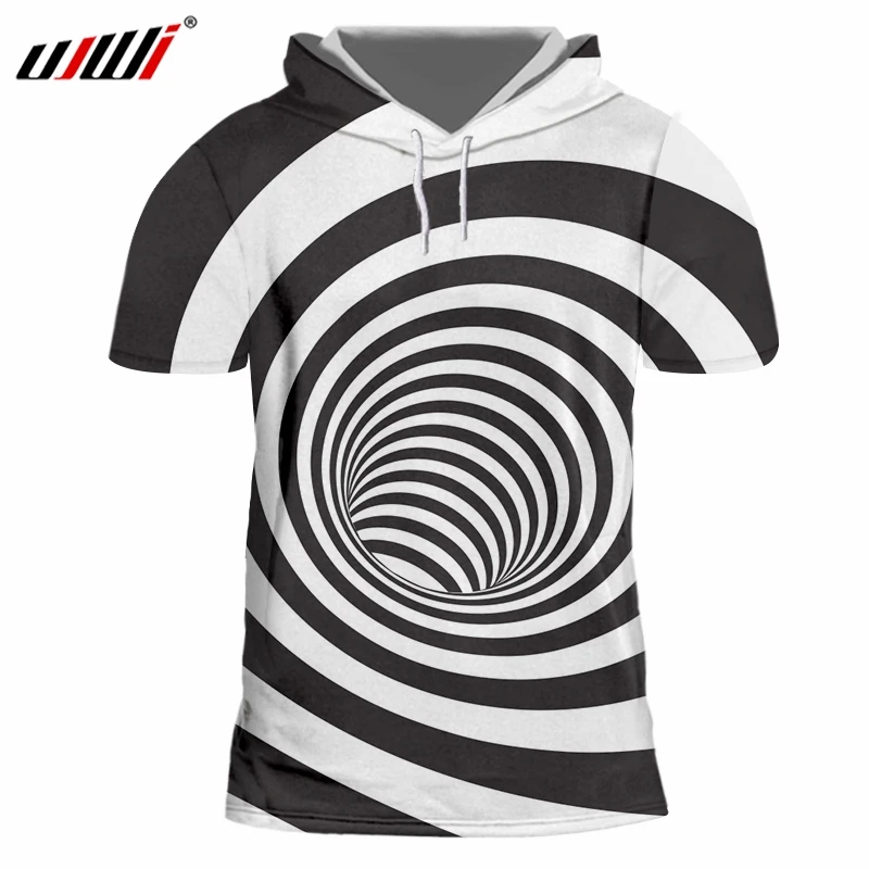 UJWI Men's New Trend Dizzy Stripes Tee Shirt 3D Printed Creative Black White Stitching Vortex Clothing Man Spandex Hooded Tshirt
UJWI Men's New Trend Dizzy Stripes Tee Shirt 3D Printed Creative Black White Stitching Vortex Clothing Man Spandex Hooded Tshirt