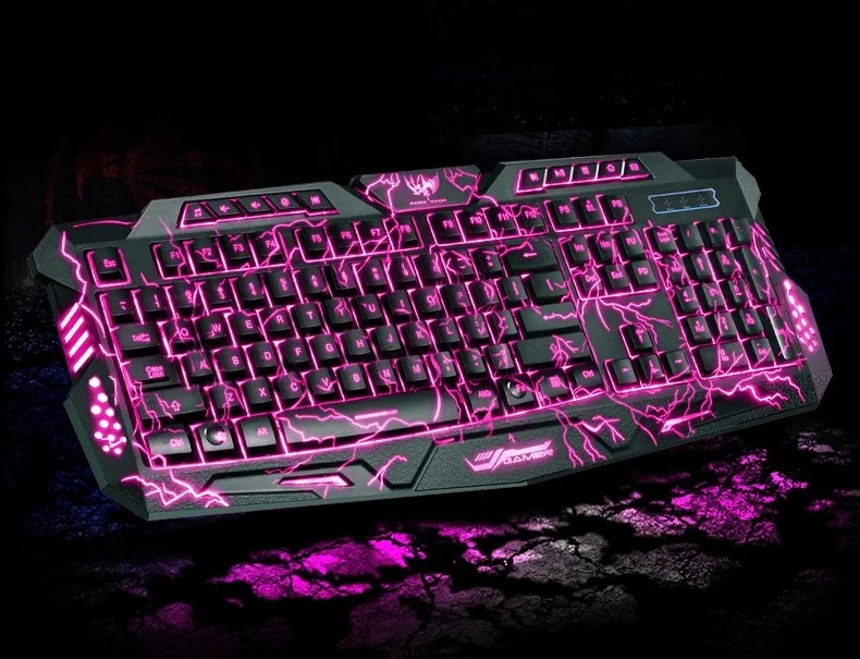 M200 Red/Purple/Blue Backlight LED Pro Gaming Keyboard USB Wired Powered Full N-Key for LOL Computer gamer | Компьютеры и офис