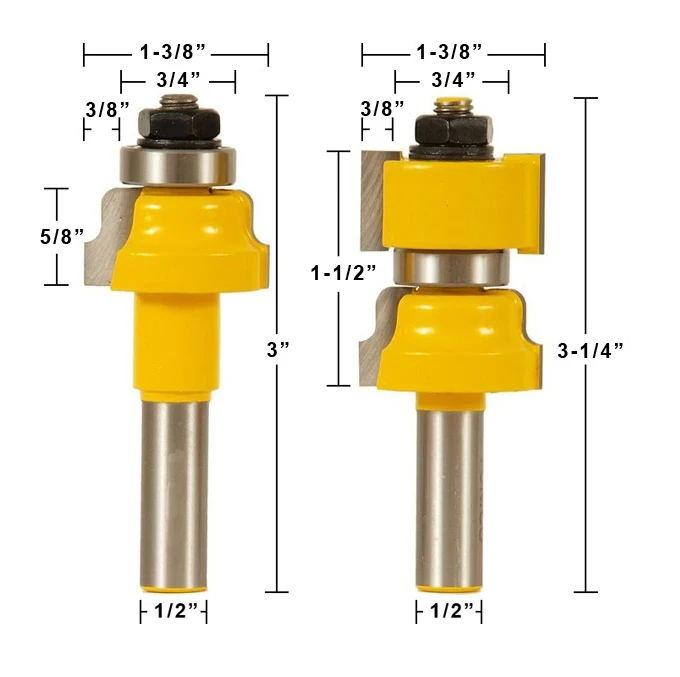 Набор фрез для окна и стеклянной двери 2 бита хвостовик 1/2 дюйма|router bit set|tenon