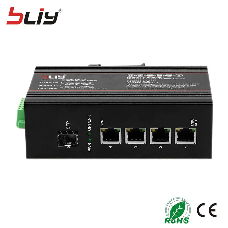 Bliy 1GX4GT Hot 5 port industrial switch gigabit media converter 1 fiber sfp switch with best price mikrotik gigabit switch
Bliy 1GX4GT Hot 5 port industrial switch gigabit media converter 1 fiber sfp switch with best price mikrotik gigabit switch