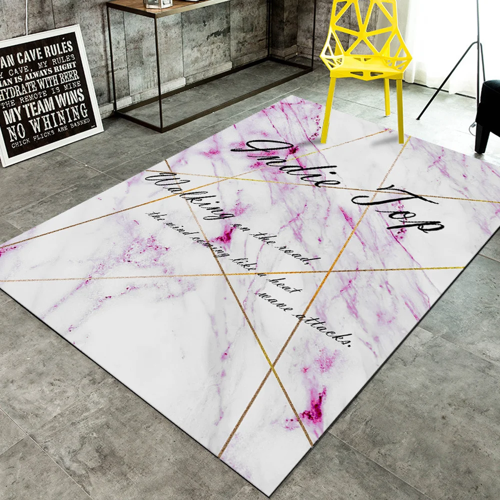 Modern minimalist living room marble stripes carpets soft anti-slip bedside blanket rugs english characters polyester floor mat
Modern minimalist living room marble stripes carpets soft anti-slip bedside blanket rugs english characters polyester floor mat