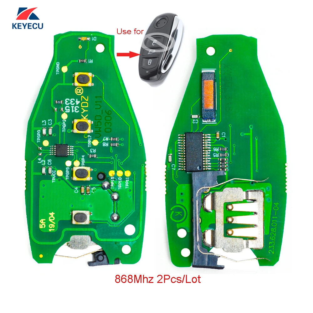 KEYECU Pair Replacement Remote PCB Board Fob 3 Button 868MHz for VW Volkswagen Touareg 2011-2014 (Board Only)
KEYECU Pair Replacement Remote PCB Board Fob 3 Button 868MHz for VW Volkswagen Touareg 2011-2014 (Board Only)