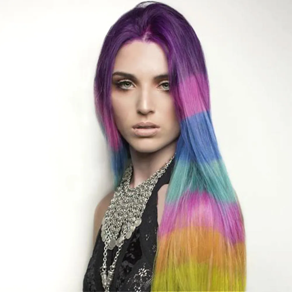 HiDoLA многоцветные s накладные волосы прямые цветные заколки для наращивания волос