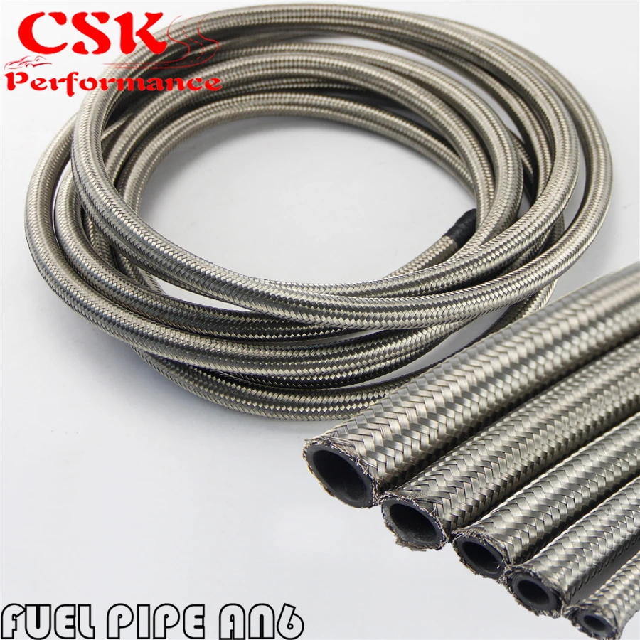 

5M STAINLESS STEEL BRAIDED 1500 PSI -6AN AN6 6-AN OIL/FUEL LINE/HOSE 5METER 16FT 16 FEET