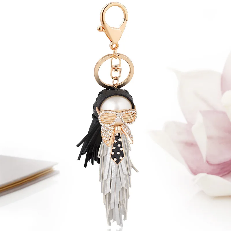 2016 GUVIVI Gold PU Leather Tassel Monster Keychain car Key Chain Cars Ring Women Handbag Bag Accessories | Украшения и
