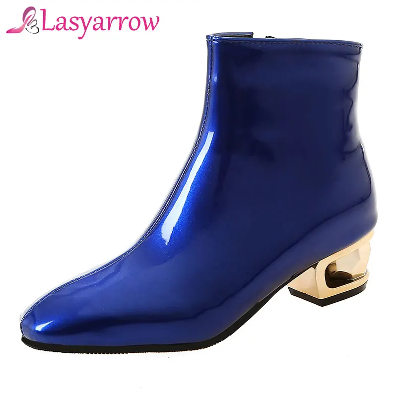 Lasyarrow Martin Boots Patent Leather Short Boots Ladies Fashion Chunky Metal Heels Square Toe Sexy Ankle Boots For Women F825
Lasyarrow Martin Boots Patent Leather Short Boots Ladies Fashion Chunky Metal Heels Square Toe Sexy Ankle Boots For Women F825
