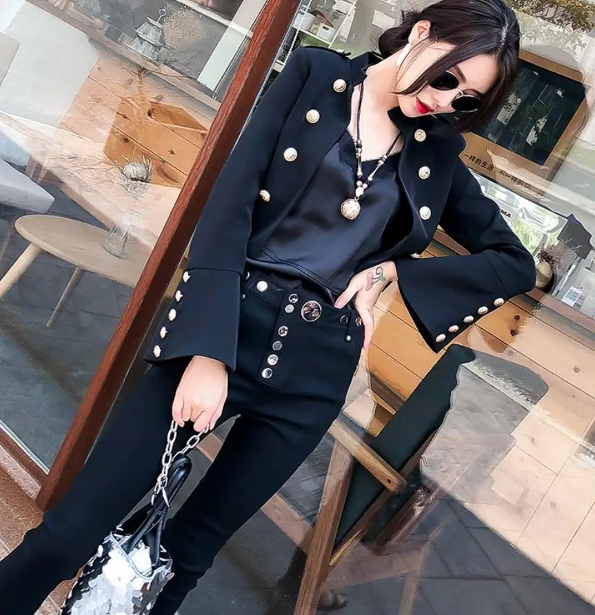 Metal buttonSolid Black Pants Skinny Fashion Zipper High Waist Pants 2019 Streetwear Trousers
Metal buttonSolid Black Pants Skinny Fashion Zipper High Waist Pants 2019 Streetwear Trousers