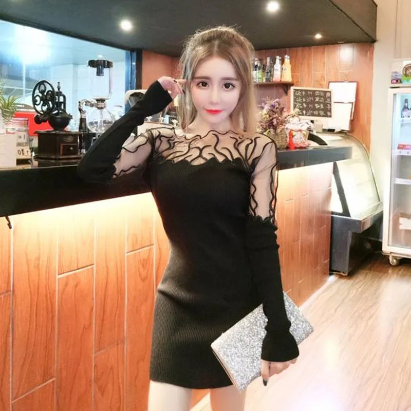 New Fashion Women's Clothing Patchwork Perspective mesh Black Woman chic Spring Autumn Bodycon dress long sleeve knitted Dresses
New Fashion Women's Clothing Patchwork Perspective mesh Black Woman chic Spring Autumn Bodycon dress long sleeve knitted Dresses