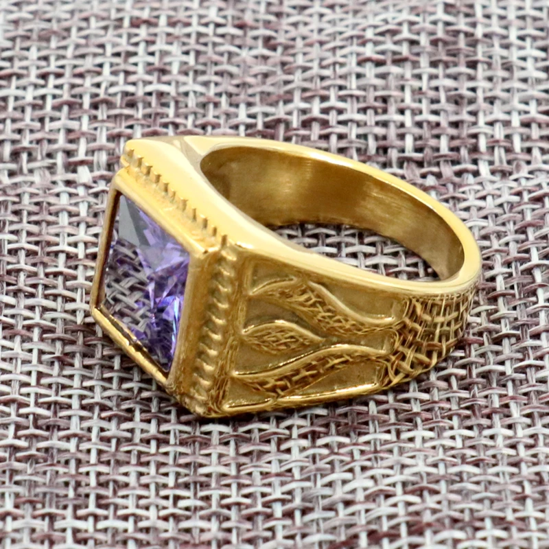 2018 Fashion Brand Quality Bling Stainless Steel Engagement Cool Gold Purple Color Stone Ring Men Wedding Rings for Men Jewelry
2018 Fashion Brand Quality Bling Stainless Steel Engagement Cool Gold Purple Color Stone Ring Men Wedding Rings for Men Jewelry