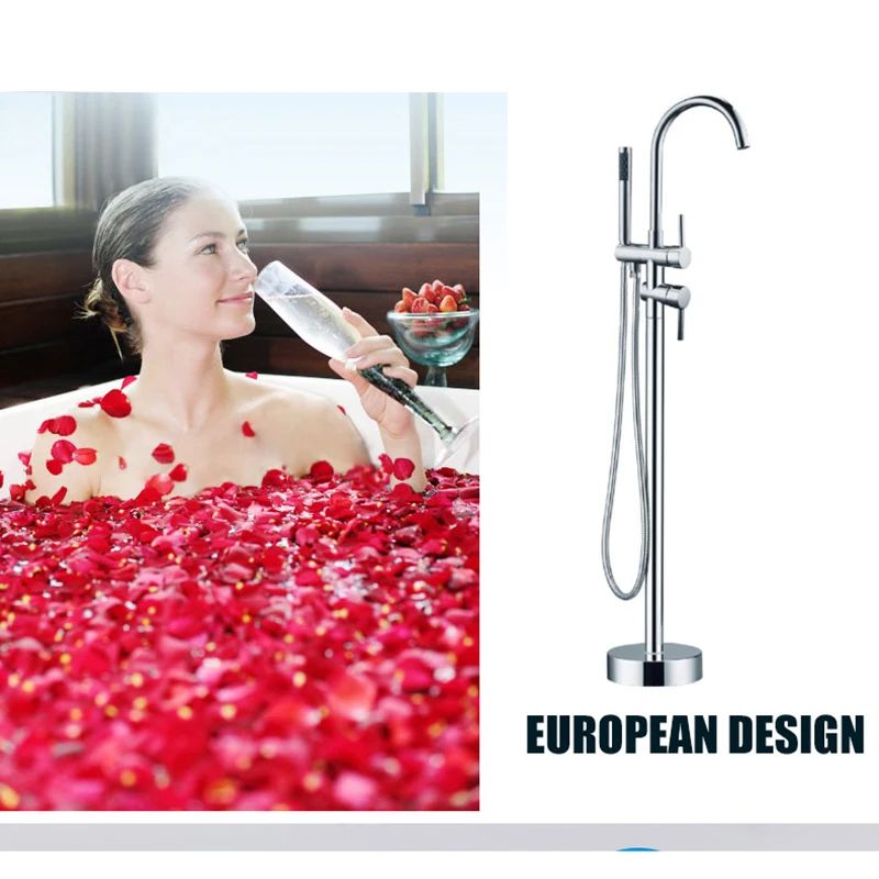 

WELS AND CUPC Wholesale And Retail NEW Floor Mounted Free Standing Bathtub Faucet Shower Set Tub Filler Mixer Tap Shower Faucets
