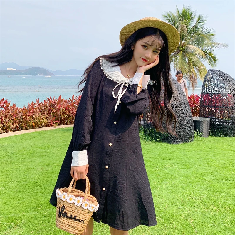 Mori Girl Dress Female Spring Fairy Loose Sweet Cute Peter Pan Collar Lace Panel Fashion Party Dresses
Mori Girl Dress Female Spring Fairy Loose Sweet Cute Peter Pan Collar Lace Panel Fashion Party Dresses
