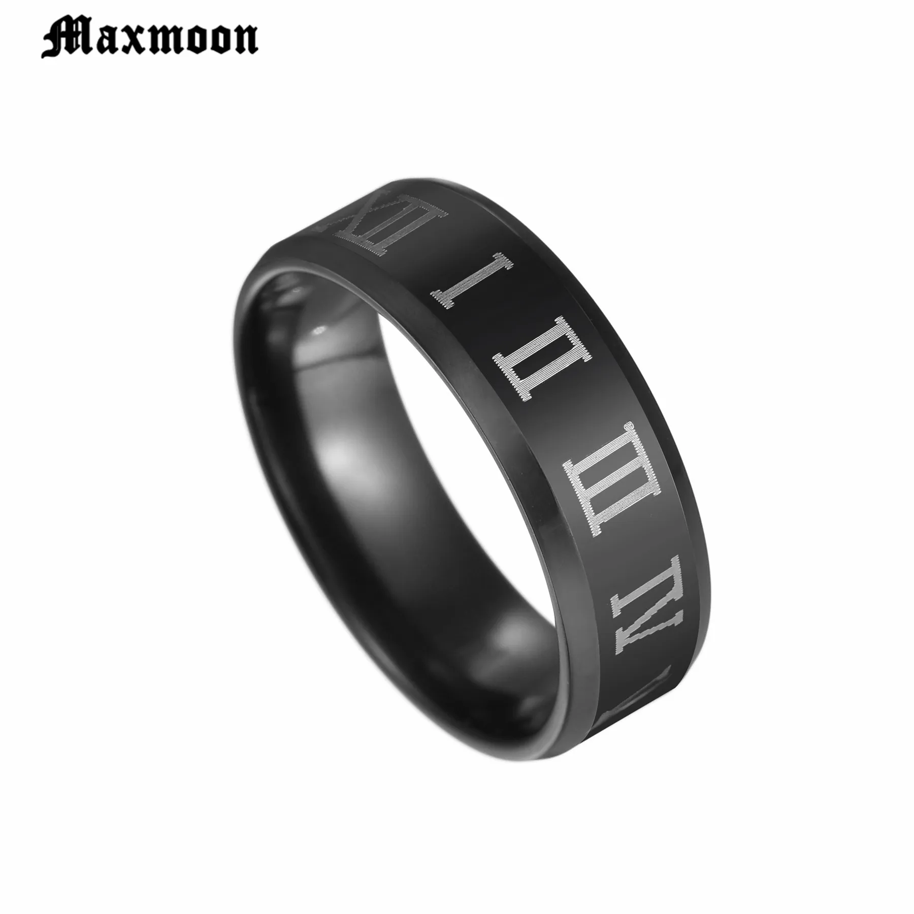 Maxmoon ashion черное кольцо с римскими цифрами мужское крутое коктейльное свадебное
