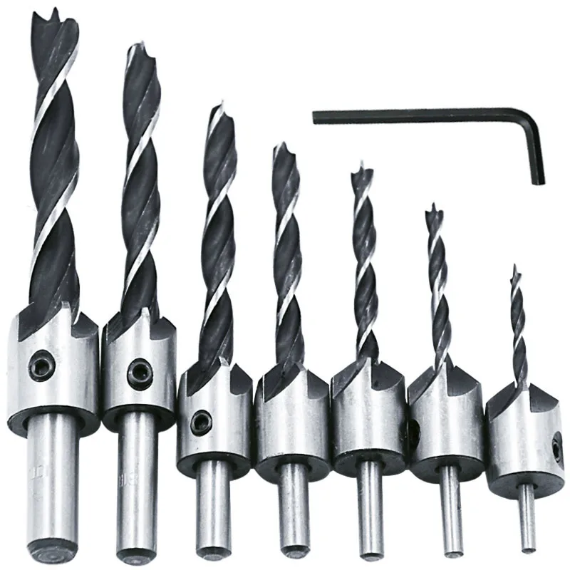 Tricuspid woodworking countersunk drill reaming bit woodworking chamfer steering drill 4pcs high speed steel bit
Tricuspid woodworking countersunk drill reaming bit woodworking chamfer steering drill 4pcs high speed steel bit