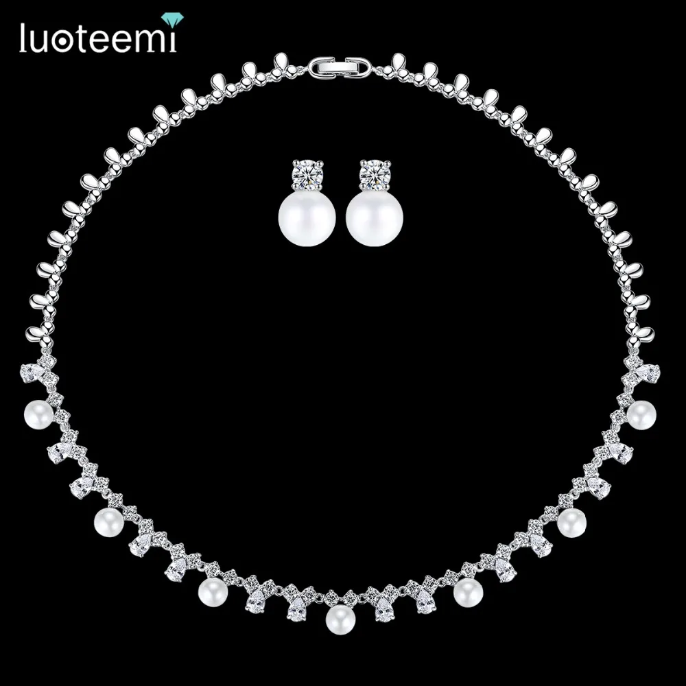 LUOTEEMI Created Pearls Bridal Jewelry Sets Necklace Earring For Women Nobel Style Wedding Accessories Decoration Gift
LUOTEEMI Created Pearls Bridal Jewelry Sets Necklace Earring For Women Nobel Style Wedding Accessories Decoration Gift
