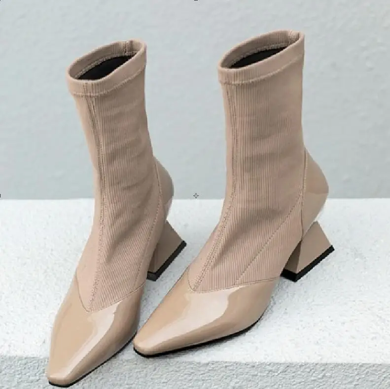 Hot Fashion Sexy Mixed Colors Stretch Fabric Shoe Pointed Toe Mid- Calf Ladies Shoes Strange Style 7cm High Heels Women Boots
Hot Fashion Sexy Mixed Colors Stretch Fabric Shoe Pointed Toe Mid- Calf Ladies Shoes Strange Style 7cm High Heels Women Boots