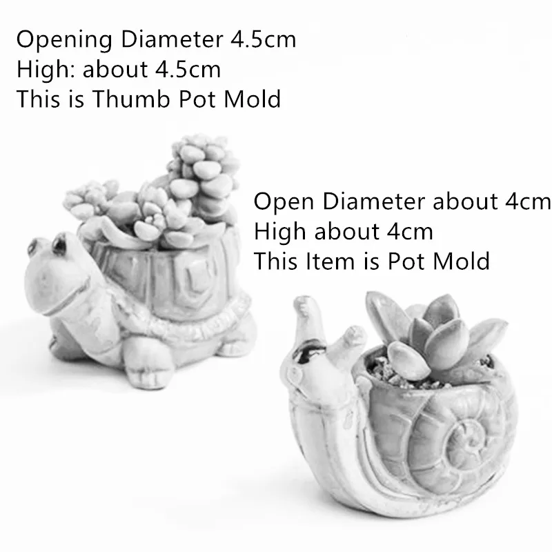 

Mini Turtle Snail Craft Thumb Flowerpot Silicone Mold Pure Handmade Craft Cement Pot Mould Concrete Planter Cactus Molds