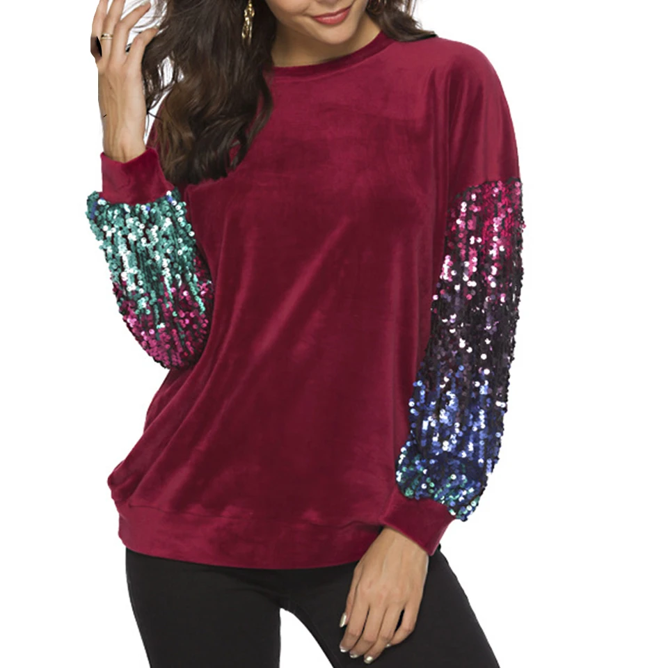 Sequin Sweatshirt Colorful Hoodies Women Velour Tracksuits Streetwear Poleron Mujer 2021 Plain Pullover Patchwork Raglan Hoodie
Sequin Sweatshirt Colorful Hoodies Women Velour Tracksuits Streetwear Poleron Mujer 2021 Plain Pullover Patchwork Raglan Hoodie