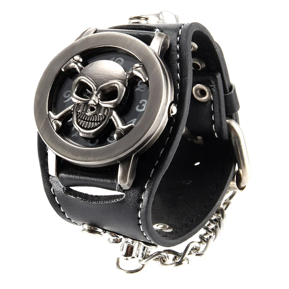 Men Punk Style Quartz Wrist Watch with Flip Skull Cover Chain Rivet Strap Cool Watches LL@17
Men Punk Style Quartz Wrist Watch with Flip Skull Cover Chain Rivet Strap Cool Watches LL@17