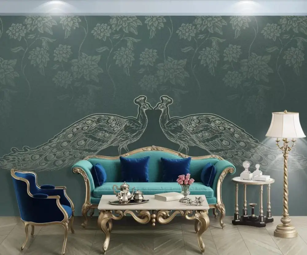 Customized 3D mural wallpaper light luxury peacock gold line flowers bloom rich background wall decoration painting
Customized 3D mural wallpaper light luxury peacock gold line flowers bloom rich background wall decoration painting