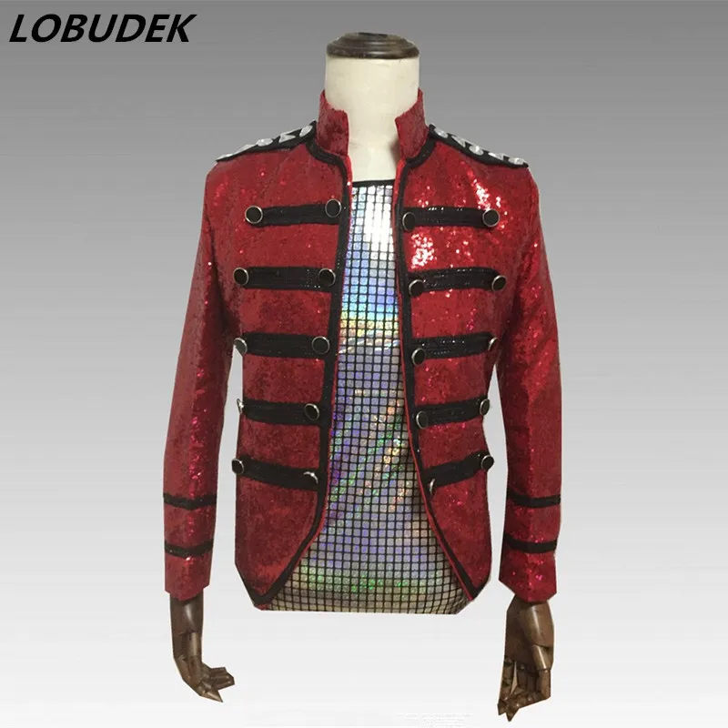 Tide Male Double-breasted Slim Jacket Red Sequins Jackets Punk Singer Dancer Stage Outfit Nightclub DJ Dance Host Show Costume
Tide Male Double-breasted Slim Jacket Red Sequins Jackets Punk Singer Dancer Stage Outfit Nightclub DJ Dance Host Show Costume