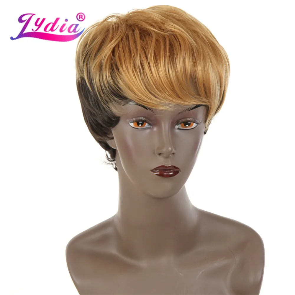 

Lydia Synthetic Wigs Mix Color FT2/27 Short Nature Wave For Black African American Wig Brown Blonde Heat Resistant Hair