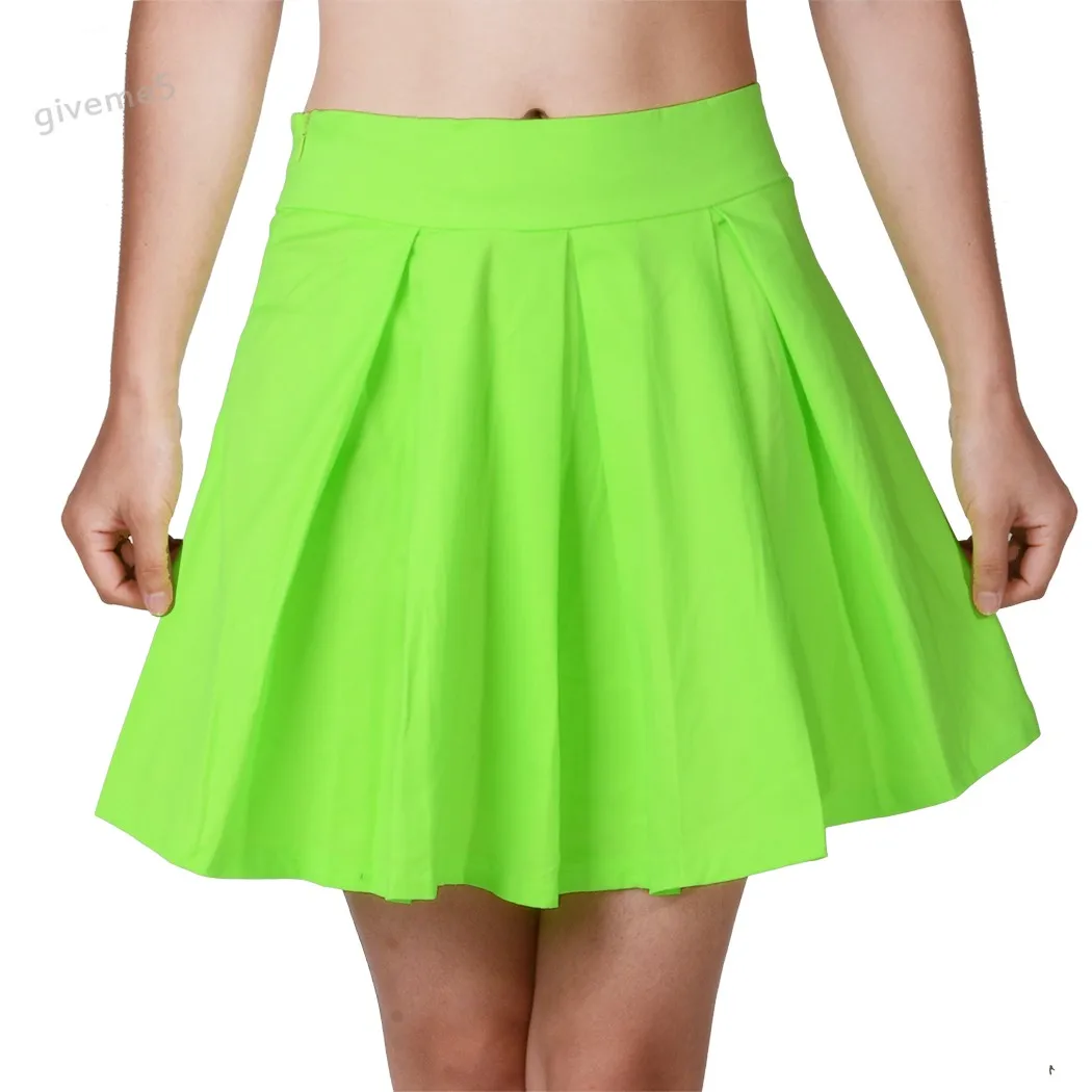 New Arrival Women's Fluorescent Green Skater Pleated Mini Skirt Short Skirts Female 25 | Женская одежда