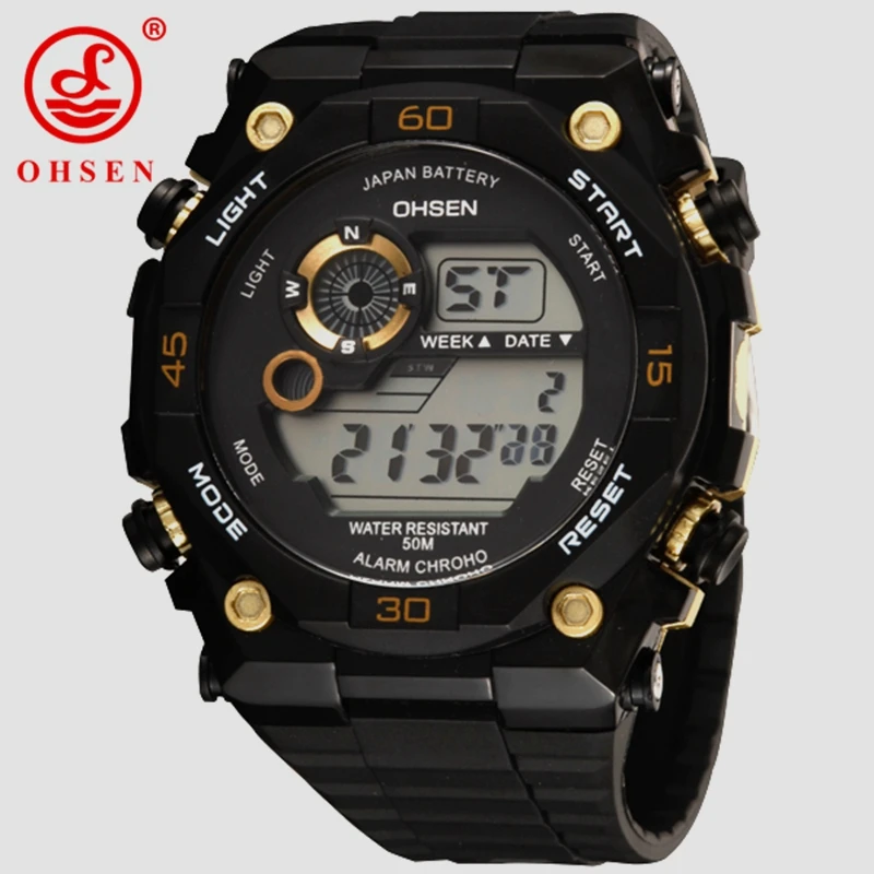 OHSEN LED Digital Men Sport Watch Wristwatch 30M Waterproof Rubber Band Gold Fashion Military Male Hand Clocks reloj hombre
OHSEN LED Digital Men Sport Watch Wristwatch 30M Waterproof Rubber Band Gold Fashion Military Male Hand Clocks reloj hombre