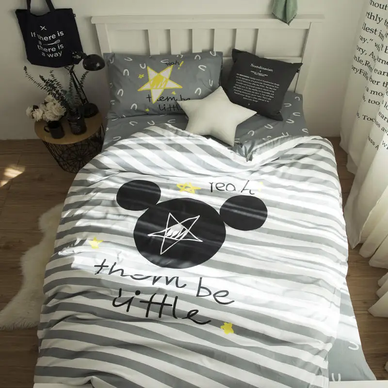 Striped Mickey Mouse bedding set twin size duvet covers for kids bedroom decor cotton bed sheets home textile single white black
Striped Mickey Mouse bedding set twin size duvet covers for kids bedroom decor cotton bed sheets home textile single white black
