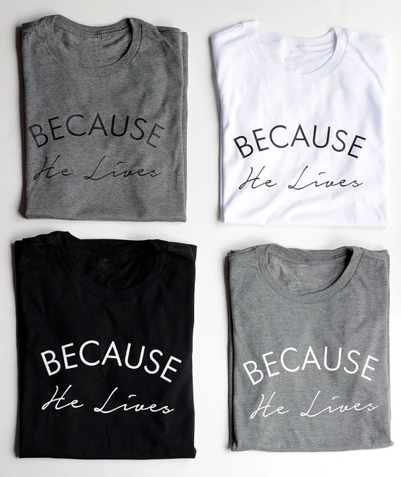 NEW Because he lives Christian t shirt slogan women fashion grunge Hipster Christian Instagram baptism street simple style tee
NEW Because he lives Christian t shirt slogan women fashion grunge Hipster Christian Instagram baptism street simple style tee