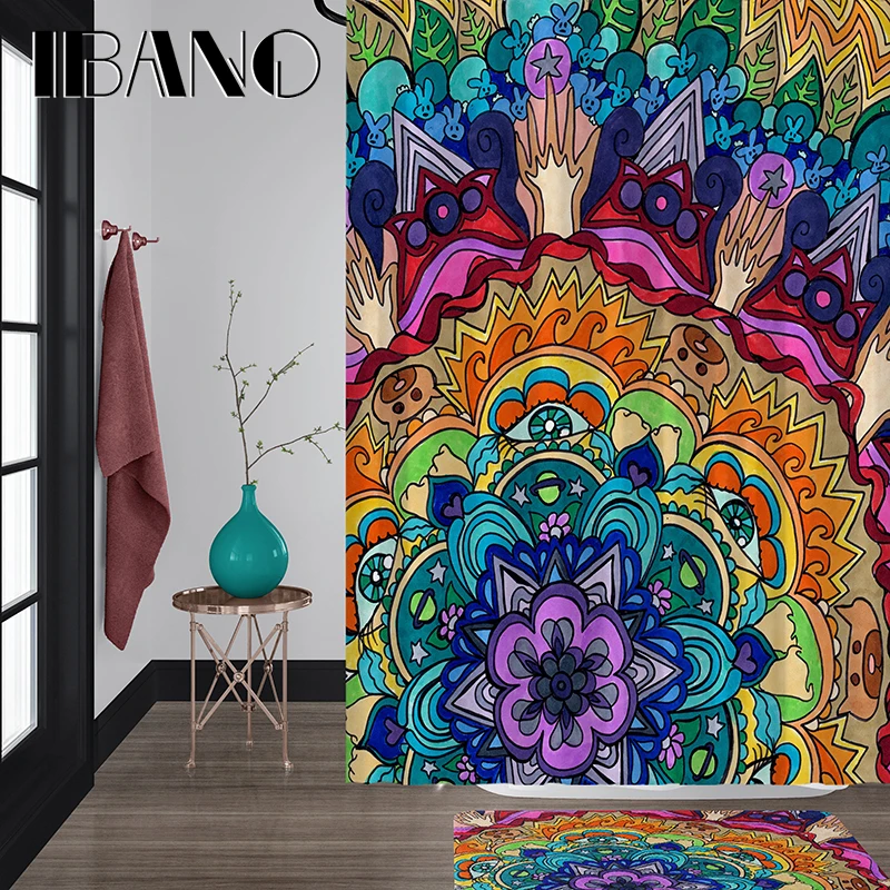 IBANO Hot Sales Mandala Shower Curtain Waterproof Polyester Fabric 180x180cm Bath Curtain 40x60cm Mat For The Bathroom Curtain.
IBANO Hot Sales Mandala Shower Curtain Waterproof Polyester Fabric 180x180cm Bath Curtain 40x60cm Mat For The Bathroom Curtain.