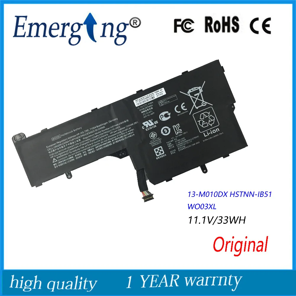Новый оригинальный аккумулятор для ноутбука HP Split 13-M010DX HSTNN-IB51 WO03XL, 11,1 В, 33 Вт/ч
Новый оригинальный аккумулятор для ноутбука HP Split 13-M010DX HSTNN-IB51 WO03XL, 11,1 В, 33 Вт/ч