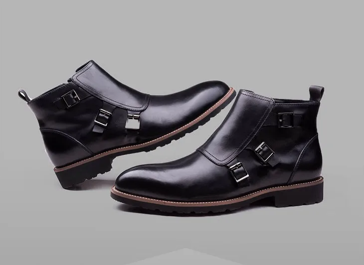 England Style Pointed Toes Genuine Leather Buckle Strap Decoration Retro High Top Side Zipper Ankle Boots Men Classical Boots
England Style Pointed Toes Genuine Leather Buckle Strap Decoration Retro High Top Side Zipper Ankle Boots Men Classical Boots