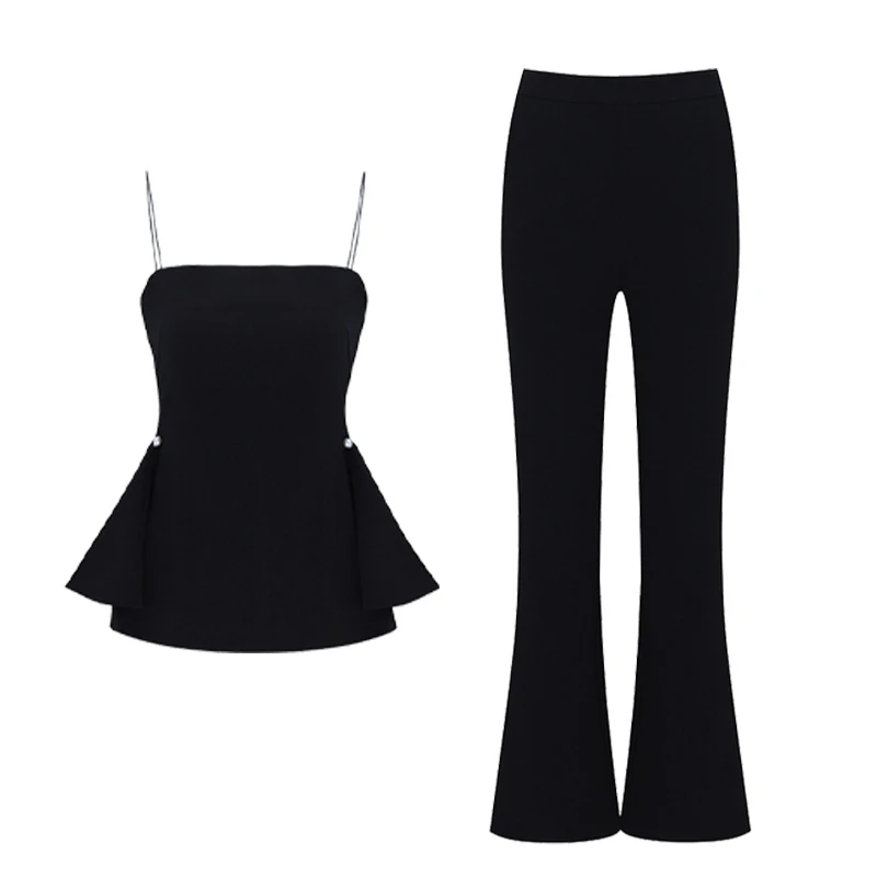 Max Spri 2019 New Women Fashion Two Piece Sets Strap Sleeveless Ruffle Top Long Pant Suits Set Formal Fashion Elegant Set
Max Spri 2019 New Women Fashion Two Piece Sets Strap Sleeveless Ruffle Top Long Pant Suits Set Formal Fashion Elegant Set