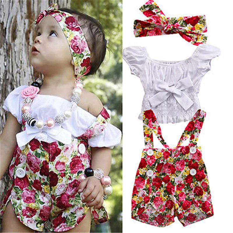 2019 0-4Y Summer Kids Baby Girl Clothes Short Sleeve Top T-shirt+Floral Suspender Short Pants 3pcs Outfits Baby Clothing
2019 0-4Y Summer Kids Baby Girl Clothes Short Sleeve Top T-shirt+Floral Suspender Short Pants 3pcs Outfits Baby Clothing