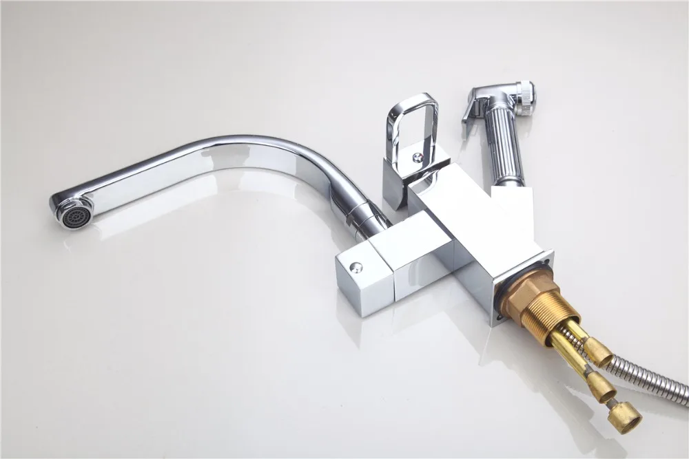 Torayvino Kitchen Sink Faucet Brass chrome Mixer Tap With Pull Out Spray Swivel Spout Chrome Deck Mounted Faucets | Обустройство дома