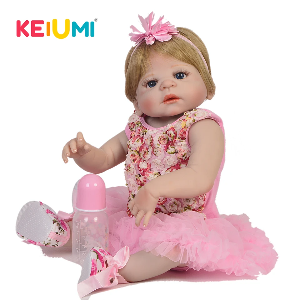 

Realistic 23 Inch 57 cm Newborn Baby Girl Full Silicone Body Reborn Dolls Lifelike Kids Playmate Baby Toys Girl Birthday Gifts