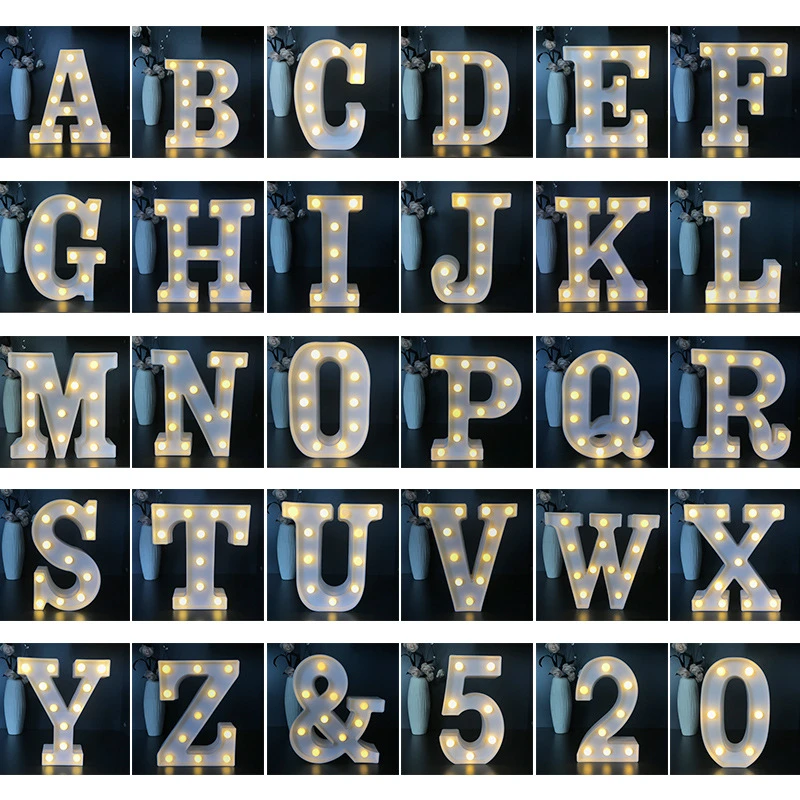 26 Letters Marquee Sign Alphabet Lamp White LED Night Light for Birthday Wedding Party Bedroom Wall Hanging Decor 3D Luminaria
26 Letters Marquee Sign Alphabet Lamp White LED Night Light for Birthday Wedding Party Bedroom Wall Hanging Decor 3D Luminaria