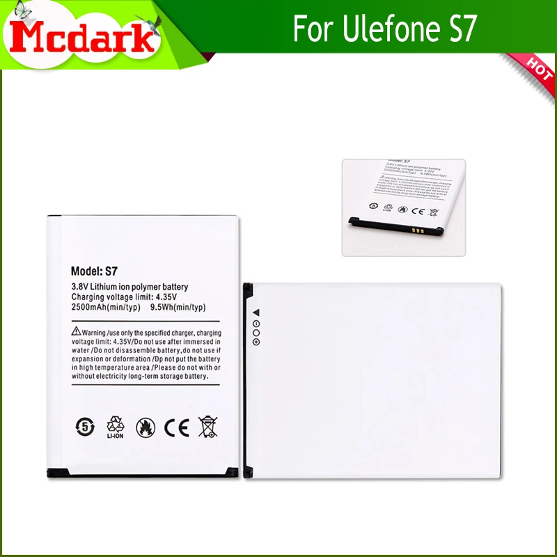 Запасной аккумулятор Mcdark для Ulefone S7 высококачественный большой емкости 2500 мАч