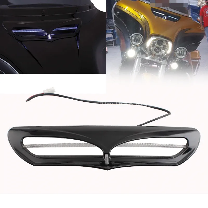 Motorcycle Black Batwing Fairing Vent Trim with LED Accent Lights Cover For Harley Touring Electra Glide Ultra Classic FL 14-up
Motorcycle Black Batwing Fairing Vent Trim with LED Accent Lights Cover For Harley Touring Electra Glide Ultra Classic FL 14-up
