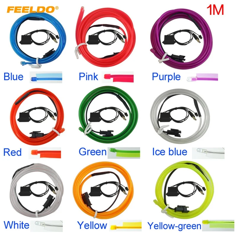 FEELDO 1M Car Flexible Moulding EL Neon Glow Lighting Rope Strip With Fin 12V USB Power Inverter 9-color Optional #AM5768
FEELDO 1M Car Flexible Moulding EL Neon Glow Lighting Rope Strip With Fin 12V USB Power Inverter 9-color Optional #AM5768