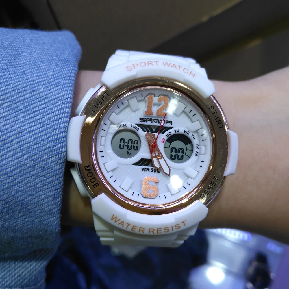 SANDA брендовые электронные спортивные часы женские светодиодные цифровые