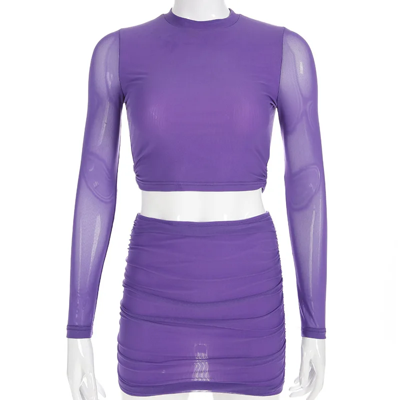 2 Piece Set Women Summer Matching Outfits Tracksuit Clothes Sexy Sheer Mesh Long Sleeve Crop Tops and package Hip Mini Skirts
2 Piece Set Women Summer Matching Outfits Tracksuit Clothes Sexy Sheer Mesh Long Sleeve Crop Tops and package Hip Mini Skirts