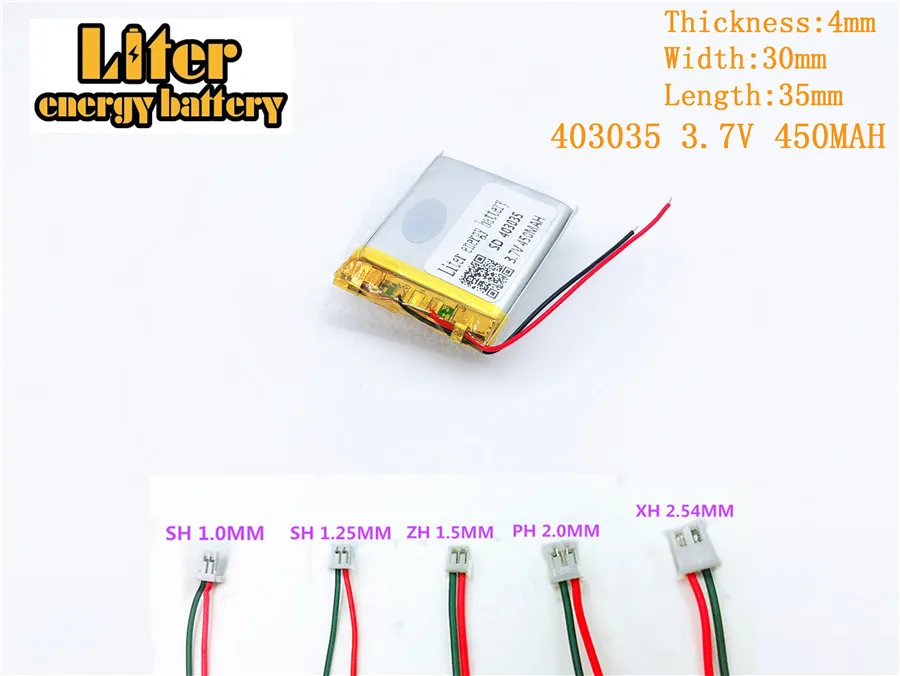 3.7V 450mAH 403035 Polymer lithium battery for 450MAH PLUG GPS mp3 mp4 mp5 cell polymer rechargeable | Электроника